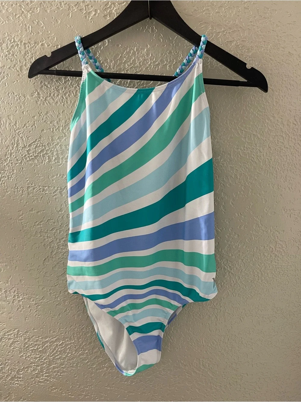 Hurley Kids One-Piece Swimsuit - Teal, Aqua & Light Blue Stripe‎ Size 14/16